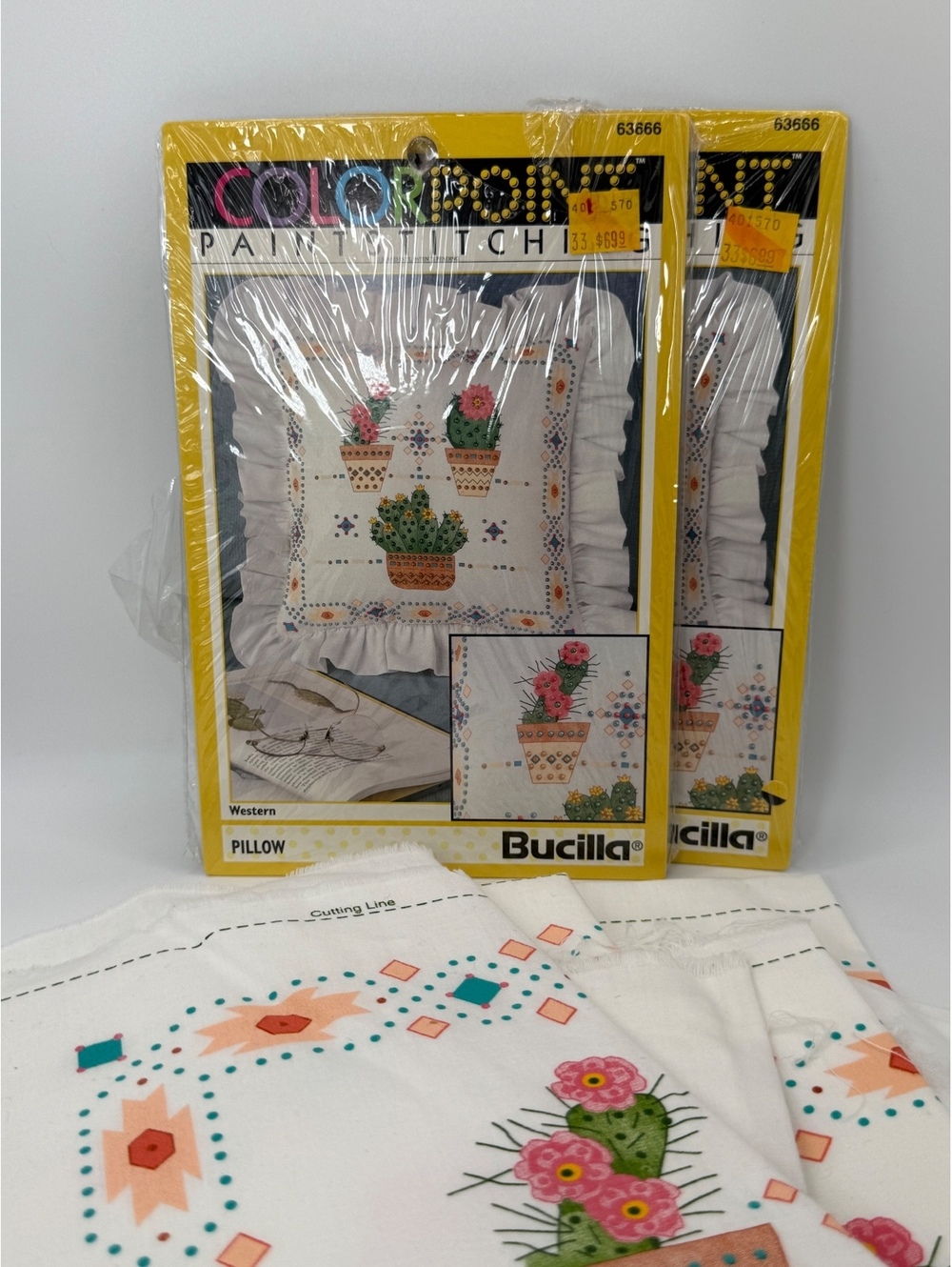 Bucilla Colorpoint Cactus Pillow Needlepoint Craft Kit Vintage, Set of 2